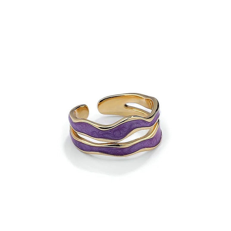 Wave Enamel Ring - Gold Plated Sterling Silver
